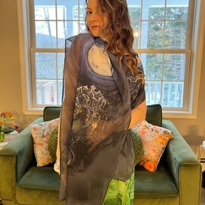 Fine scarf Shambhala - a Spiritual Kingdom. Le Galeriste. InspireByAdriana Art